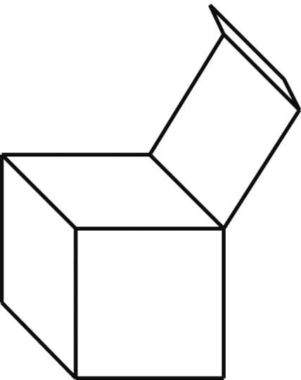 Eine geöffnete rechteckige Schachtel, dargestellt in einer einfachen Line-Art-Grafik.