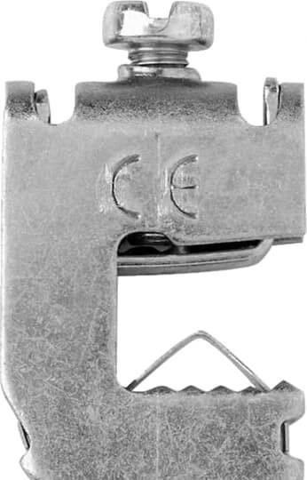 Ein Metallschraubverbinder mit CE-Kennzeichnung, verwendet zur Befestigung von metallischen Strukturen.