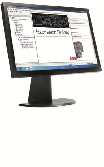 Ein Computerbildschirm zeigt Software 'Automation Builder' von ABB, die zur Integration und Optimierung von Engineering-Prozessen dient.