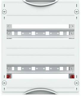 Ein elektrischer Verteilerkasten mit zwei leeren DIN-Schienen, geeignet für die Installation von Schutzschaltern und anderen Modulen.