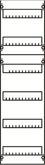 Diagramm mit fünf hintereinander angeordneten horizontalen Linien mit markierten Abschnitten, möglicherweise zur Darstellung von Messungen oder Einteilungen.