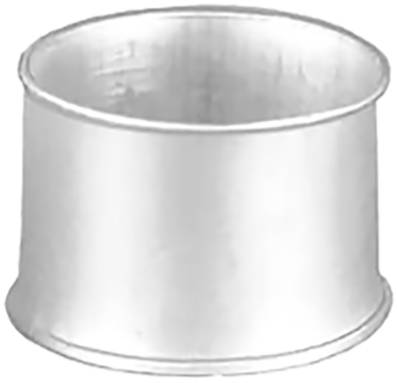 Ein silberner, zylindrischer Ring mit leicht nach außen gewölbtem Rand, dessen Funktion unklar ist.