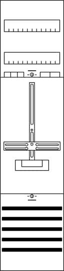 Abbildung eines elektrischen Schaltplans: zeigt Symbole und Leitungen zur Darstellung eines spezifischen Schaltkreises mit Widerständen und Klemmen.