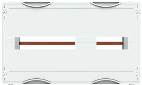 Eine weiße LED-Deckenleuchte mit rechteckiger Form und einem schmalen roten Streifen in der Mitte. Sie wird an der Decke montiert.