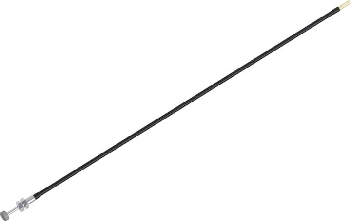 Ein langer, schwarzer Kabelstift mit einem Metallanschluss auf einer Seite und einem goldenen Kontakt auf der anderen.