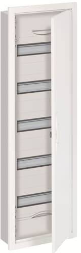 Schmales, vertikales Schrankmodul mit mehreren Ablagefächern und geöffneter Tür, geeignet zur Aufbewahrung in engen Räumen.