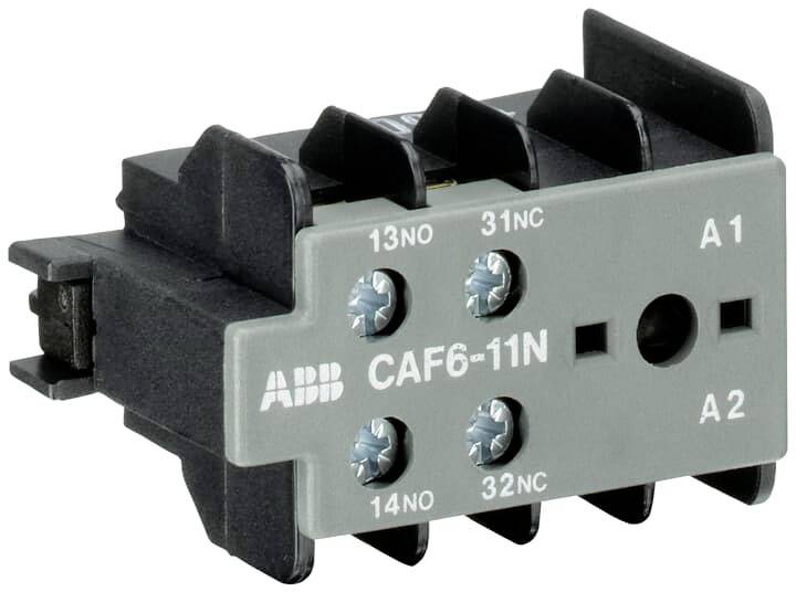 ABB CAF6-11N Schütz, 24V AC, 2-polig, mit Schraubanschlüssen, graues Gehäuse. Anwendung: Steuerung elektrischer Schaltungen.