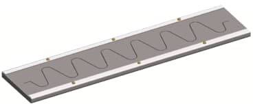 Langes rechteckiges Panel mit wellenförmigem Muster und Metallakzenten.