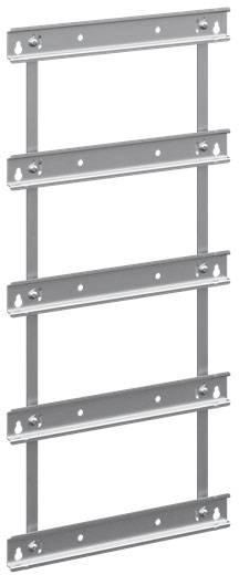 Metallleiter mit fünf horizontalen Sprossen und zwei vertikalen Schienen, zeigt eine einfache, funktionale Struktur.