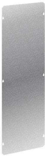 Metallplatte mit abgerundeten Ecken und Löchern an den Ecken zur Befestigung.