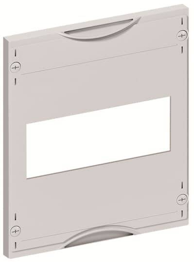 Ein rechteckiger, grauer Plastikrahmen mit einem rechteckigen, zentralen Ausschnitt. Eignet sich für Einbauzwecke wie Schalter oder Steckdosen.