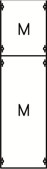 Diagramm mit zwei übereinander angeordneten Rechtecken, jeweils mit 'M' in der Mitte.