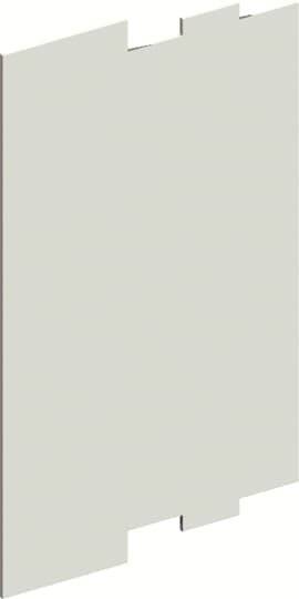 Grau-weiße Platte mit versetzten Rechteck-Aussparungen an den Kanten, die Teil eines Stecksystems sein könnte.