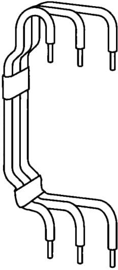 Sechs metallene Parallelleiter, die mit einem einfachen Draht verbunden sind und ineinander verschlungen erscheinen.