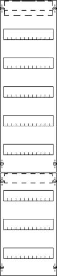 Mehrere identische Rechtecke mit vertikal gestrichelten Linien von oben nach unten aneinandergereiht. Oben und unten gestrichelte Pfeile.