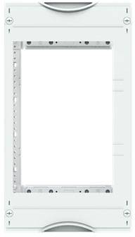 Der abgebildete Artikel ist ein weißer modulbarer Geräteeinsatz für die Unterputzmontage, passend für verschiedene Schalterserien.