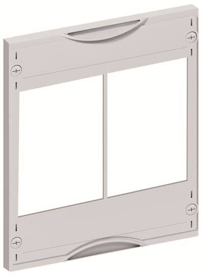 Zweifach-Rahmen aus Kunststoff mit abgerundeten Ecken, hellgrau, zur Wandmontage von Schaltern oder Steckdosen.