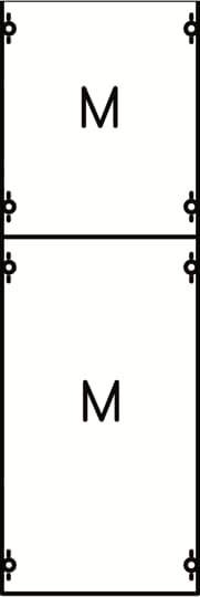 Zwei übereinanderliegende Rechtecke mit dem Buchstaben 'M' in jedem.
