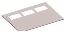 Drei rechteckige Öffnungen auf einem flachen, rechteckigen Objekt.