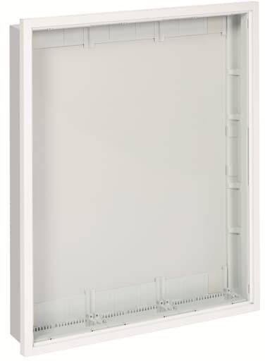 Leerer, rechteckiger, weißer Metallrahmen mit flacher Rückseite und leicht erweiterter Tiefe, geeignet zum Einbau in eine Wand.