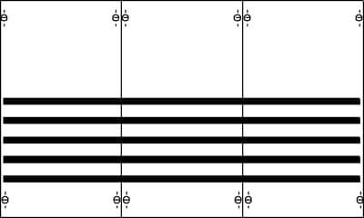 Diagramm zeigt horizontale Linien und vertikale Striche, die ein strukturiertes Layout darstellen. Es fehlt an spezifischen Beschriftungen.