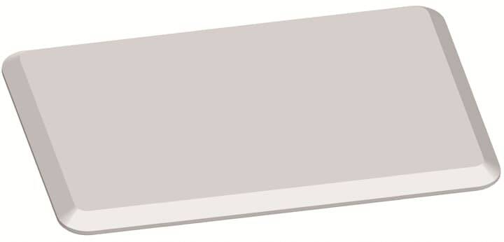 Eine rechteckige, flache Kachel mit abgerundeten Ecken.