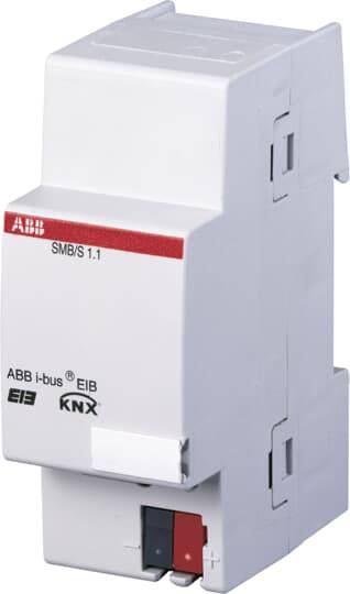 Ein KNX-Busankoppler der Marke ABB mit der Bezeichnung 'SMB/S 1.1', zur Verbindung von Geräten mit einem KNX-System.
