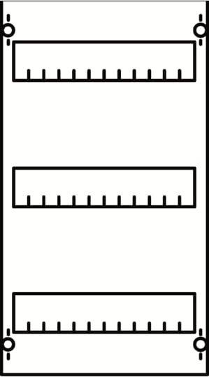 Ein Schaltplan zeigt drei rechteckige Widerstandsmodule, die vertikal angeordnet sind. Jedes Modul enthält eine Skala.