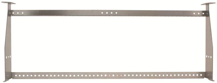 Ein rechteckiger Metallrahmen mit mehreren symmetrischen Löchern entlang der oberen und unteren Streben. Geeignet zur Befestigung oder Montage.