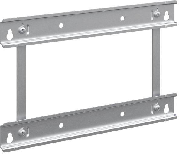 Metallischer TV-Halterungsrahmen mit mehreren Befestigungslöchern und Schlitzen, geeignet zur Wandmontage.