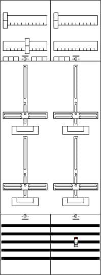 Vier konfigurierbare Schieberegler mit verschiedenen Skalen zur individuellen Anpassung der Einstellungen oder Werte.