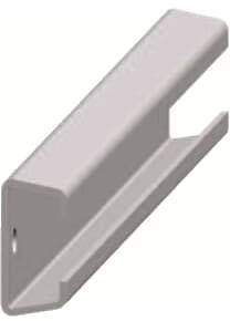 Metallischer Halterungsclip in L-Form für Befestigungszwecke, hellgrau.