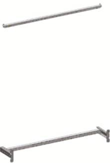 Metallischer Abstandshalter mit zwei horizontalen Stäben, oben und unten, die durch vertikale Stützen verbunden werden.