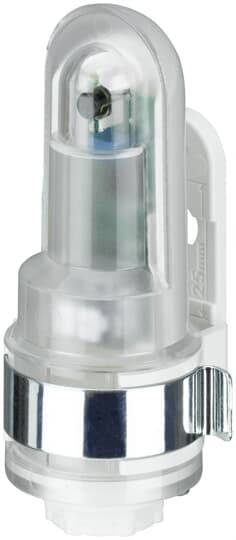 Durchsichtige Glühlampe mit metallischem Sockel und Bogen oben. Geeignet für spezielle Lichtanwendungen.