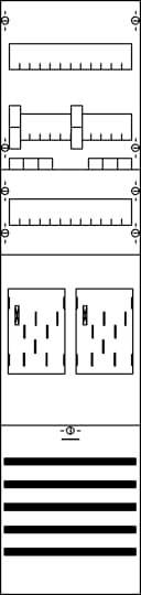Ein Schaltplan zeigt verschiedene elektronische Schaltungen und Verbindungen in Reihen mit Symbolen für Widerstände, Kondensatoren und Schalter.