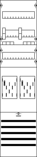 Ein Testbild mit Linien, Streifen und verschiedenen Blöcken zur Kalibrierung und Analyse von Bildschirmen oder Druckern.