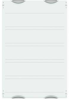 Leere weiße Tafel mit horizontalen Linien und abgerundeten Ecken, bereit zum Beschreiben oder für Notizen.