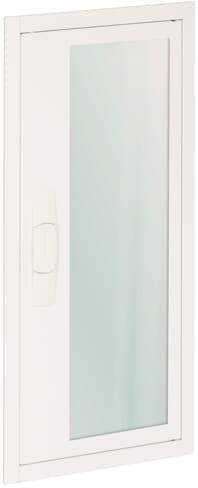 Ein weißer, rechteckiger Rahmen mit Glas. Es könnte ein Fenster oder eine Glastür sein.