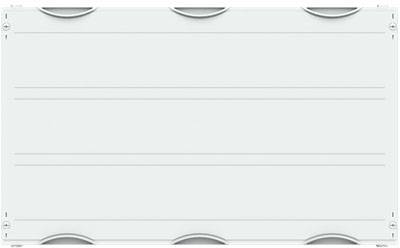 Ein rechteckiges, hellgraues Metallgehäuse mit symmetrischen Aussparungen an den Kanten, geeignet zur Wandmontage.