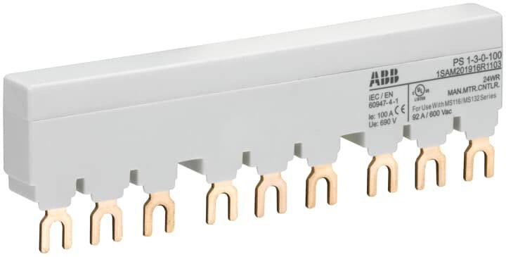 Ein elektrisches Anschlussstück mit mehreren Kupferkontakten und einer grauen Abdeckung, geeignet für bis zu 800V, 100A.