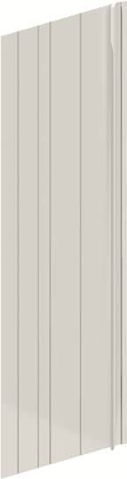 Eine beige Wandtafel mit vertikalen Linien; sie wirkt glatt und schlicht, oft verwendet für moderne Innenwände oder Decken.