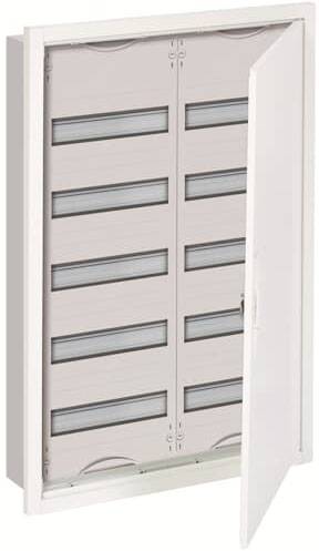 Gerätekasten mit geöffneter Tür; zeigt mehrere horizontale Schienen im Inneren.