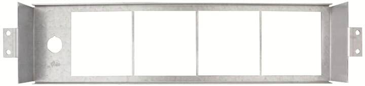 Metallrahmen mit vier rechteckigen Öffnungen und einer runden Aussparung links.