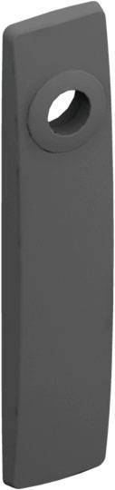 Grauer, rechteckiger Griff mit einem kreisförmigen Loch oben.