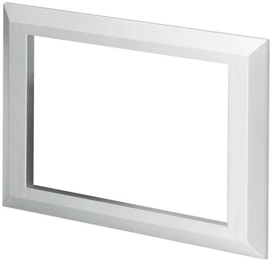 Silberner, rechteckiger Bilderrahmen mit breiten Kanten, ohne Bildinhalt.