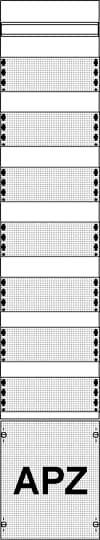 Ein Schaltschranksystem mit mehreren belüfteten Abschnitten; unten steht 'APZ' in großen Buchstaben.