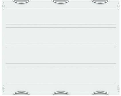 Leere weiße Tafel mit Linien und runden Ecken, geeignet zum Schreiben oder Zeichnen.