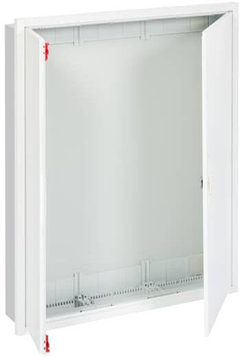 Offene Elektronik-Schalttafel in einem weißen Gehäuse.