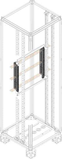 Konstruktionszeichnung eines Metallrahmens, der als 19-Zoll-Rack für die Montage von Servern oder technischen Geräten dient.
