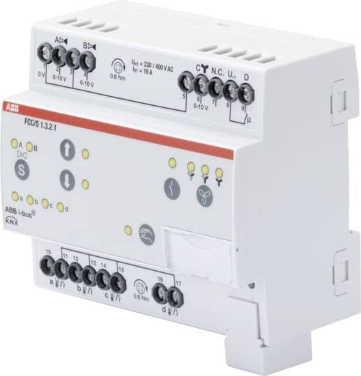 Ein KNX-Schaltaktor zur Steuerung von elektrischen Geräten in Gebäuden, mit mehreren Anschlussklemmen und einer klar gekennzeichneten Benutzeroberfläche.